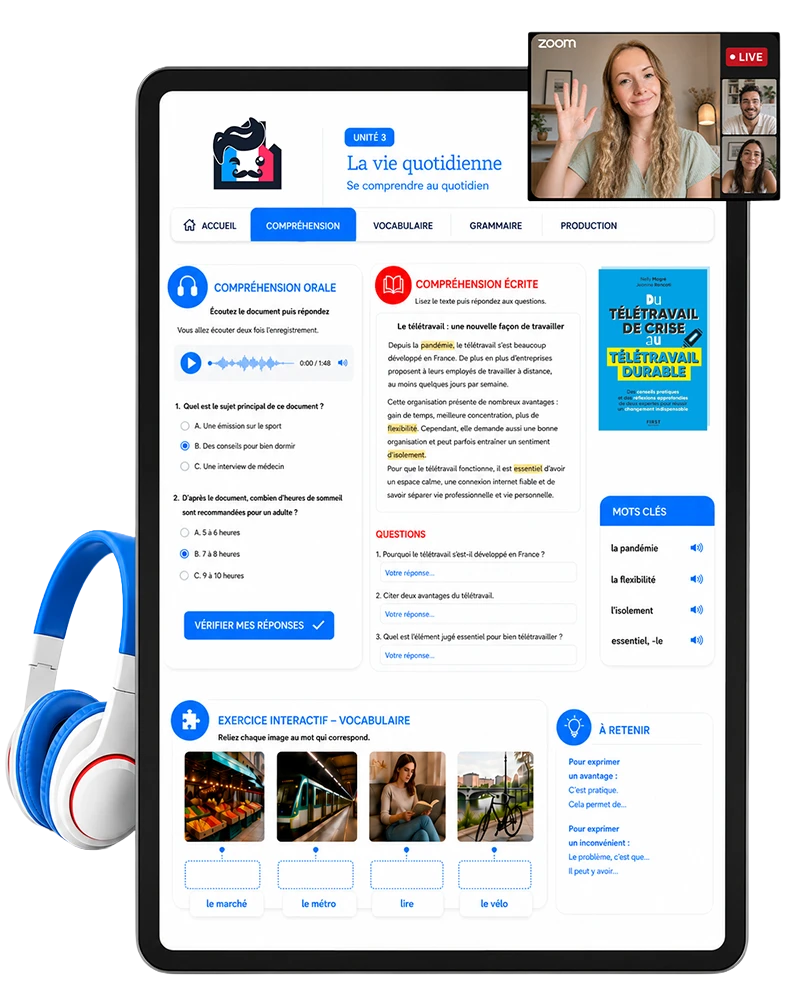 Ejemplo de actividades del curso de francés B1 online